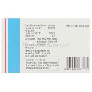 Roxid M,  Ambroxol/ Roxithromycin Tablet Composition