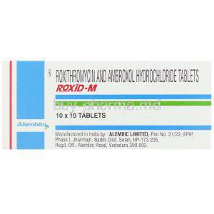 Roxid M,  Ambroxol/ Roxithromycin Tablet Box