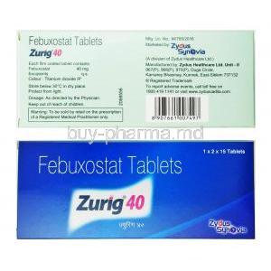 Zurig, Febuxostat 40mg box