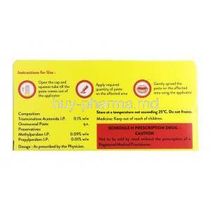 Kenacort Oromucosal Paste, Triamcinolone instructions for use