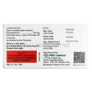 Zocon, Fluconazole 150mg box information composition