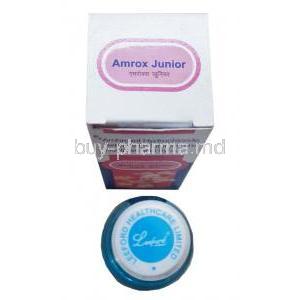 Amrox Junior Syrup, Ambroxol, Guaifenesin and Terbutaline box top