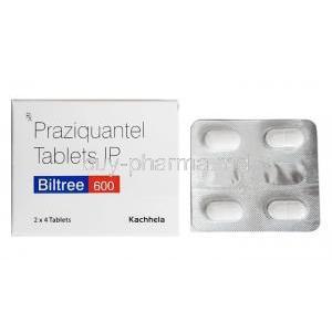 Biltree, Praziquantel 600mg box and tablet