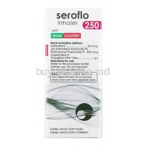 Seroflo Inhaler, Salmeterol 25mcg and Fluticasone 250mcg composition