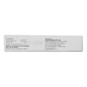 Crotorax HC Cream, Crotamiton and Hydrocortisone 10g, box information, manufacturer
