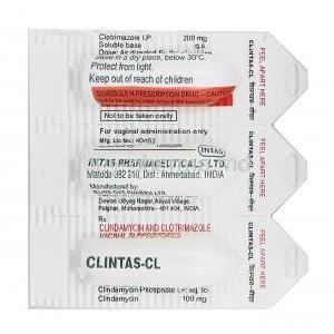 Clintas-CL Vaginal Suppository, Clindamycin and Clotrimazole tablets