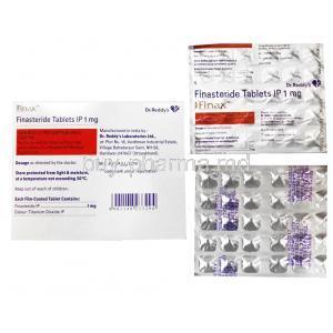 Finax, Finasteride 1mg box and tablet composition