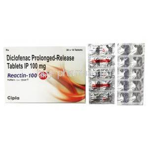 Reactin, Diclofenac Sodium 100mg SR box and tablet