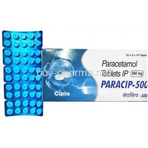 Paracip, Paracetamol 500mg box and tablet