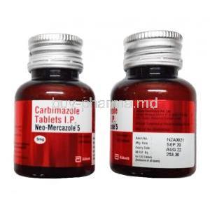 Neo-Mercazole, Carbimazole 5mg bottle side