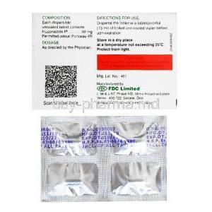 Zocon DT, Fluconazole 50mg box and tablet back