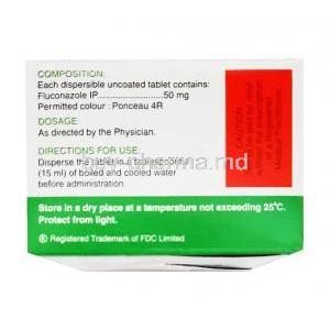 Zocon DT, Fluconazole 50mg  composition