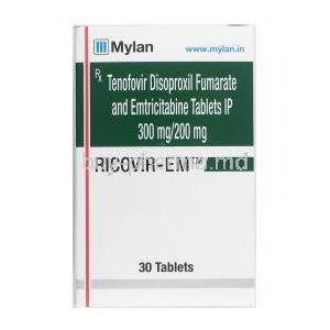 Ricovir EM, Tenofovir Disoproxil Fumarat Emtricitabine box front