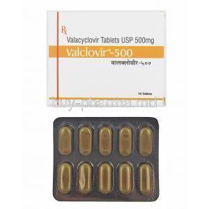 Valclovir, Valacyclovir 500mg box and tablet