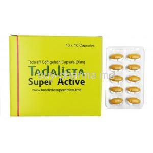 TADALISTA SUPER ACTIVE, Tadalafil 20mg, Box, sheet