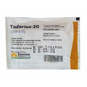 Tadarise Oral Jelly, Tadalafil sachet back