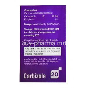 Carbizole, Carbimazole 20mg composition