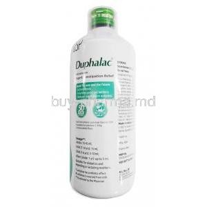 Duphalac Oral Solution Lemon Flavor, Lactulose 400ml bottle back