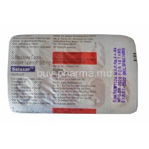 Salazar, Sulfasalazine 500mg tablet back