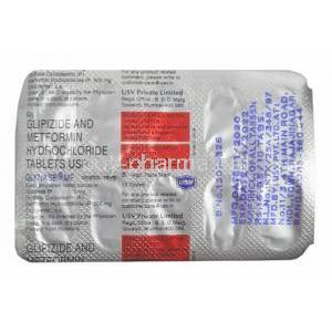 Glynase-MF, Glipizide and Metformin tablet back