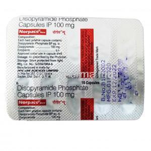 Norpace,Disopyramide 100mg, Capsule,  sheet information