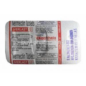 Iverlast, Ivermectin 12mg tablet back