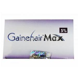Gainehair Max Solution, Minoxidil and Finasteride box top