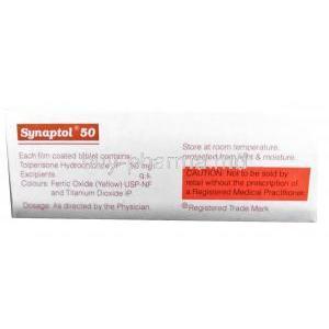 Synaptol, Tolperisone 50 mg composition