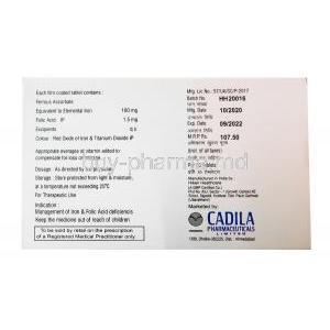 Ferocad XT, Ferrous Ascorbate and Folic Acid composition