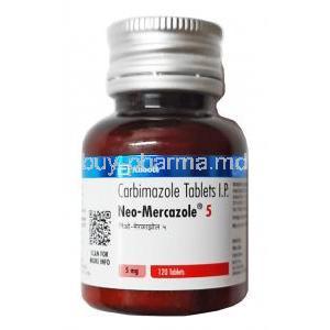 Neo-Mercazole, Carbimazole 5mg 120tab bottle front