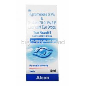 Tears Naturale II Lubricant Eye Drops, Hydroxypropyl Methyl Cellulose and Dextran 10ml box