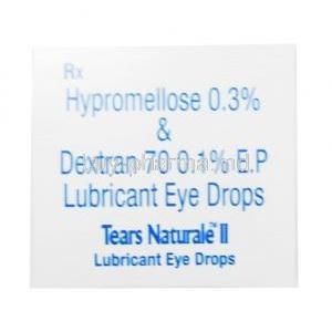 Tears Naturale II Lubricant Eye Drops, Hydroxypropyl Methyl Cellulose and Dextran 10ml box top