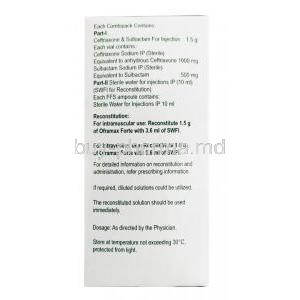 Oframax Forte Injection, Ceftriaxone 1000mg and Sulbactam 500mg composition