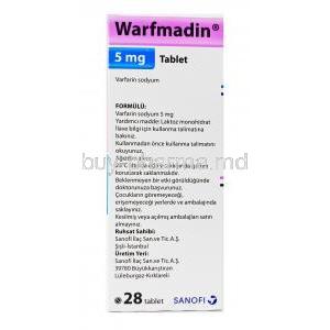 Warfmadin, Warfarin 5mg composition