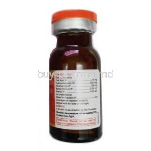 Vitcofol Injection ,Nicotinamide,  Folic Acid and Cyanocobalamin  vial back