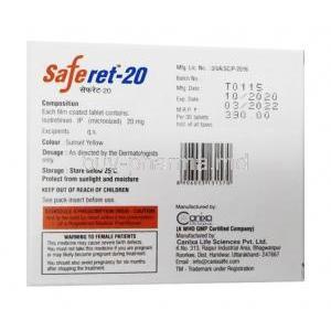 Saferet, Isotretinoin 20mg composition