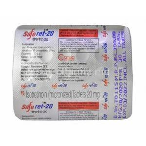 Saferet, Isotretinoin 20mg tablet back