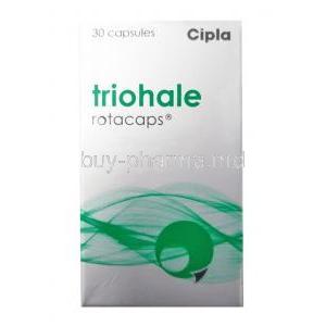 Triohale Rotacap, Ciclesonide, Formoterol and Tiotropium 30 caps box back