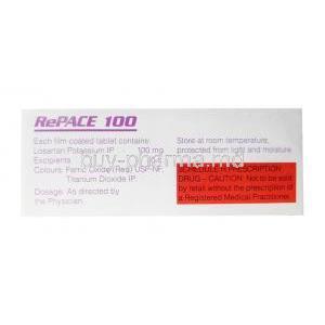 Repace, Losartan 100mg composition