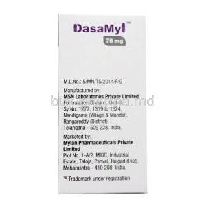 Dasamyl, Dasatinib 70 mg manufacturer