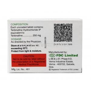 Fungotek, Terbinafine 250mg composition