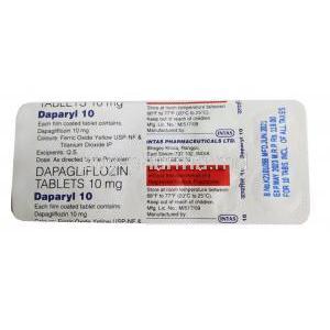 Daparyl, Dapagliflozin 10mg tablet back