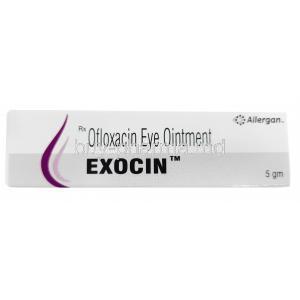 Excocin eye ointment, Ofloxacin, 0.3％w/w, 5g, Box front view