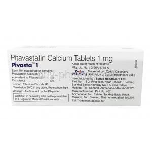 Pivasta, Pitavastatin 1 mg composition