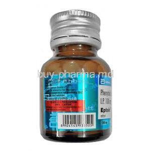 Eptoin, Phenytoin 100mg 120 tabs bottle back