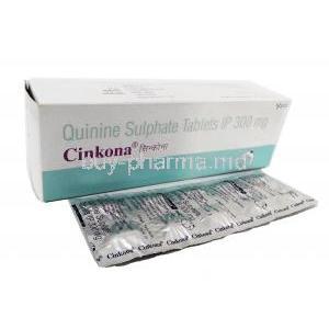 Cinkona, Quinine Sulphate 300mg, 100 Tab, box, sheet information