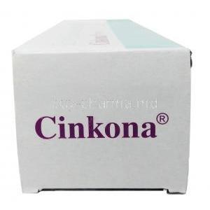 Cinkona, Quinine Sulphate 300mg, 100 Tab, box information, Side view