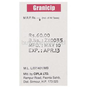 Granicip, Generic Kytril,  Granisetron Injection Manufacturer Information