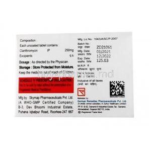 Biomycin, Clarithromycin 250mg composition