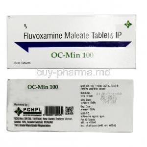 OC-Min 100, Fluvoxamine, 100mg, Tablet,PCHPL, Box information